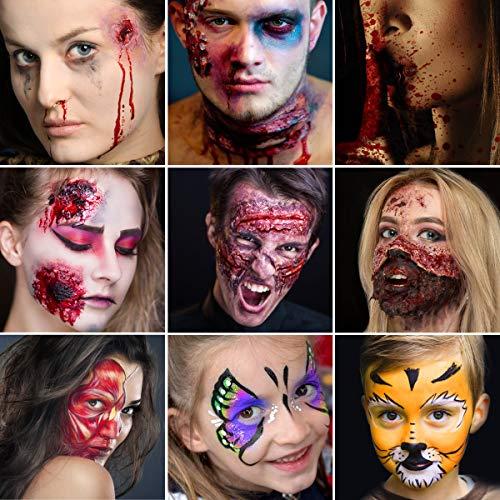 Afflano Special Effects FX Halloween Makeup Set,Afflano Nose & Scar Wax 60g+Coagulated Blood+Stipple Sponge*3+Spatula+Skin Wax Extension Oil,Festival Stage Theatrical Wound Modeling Scar-for Black Skin-12 Kit