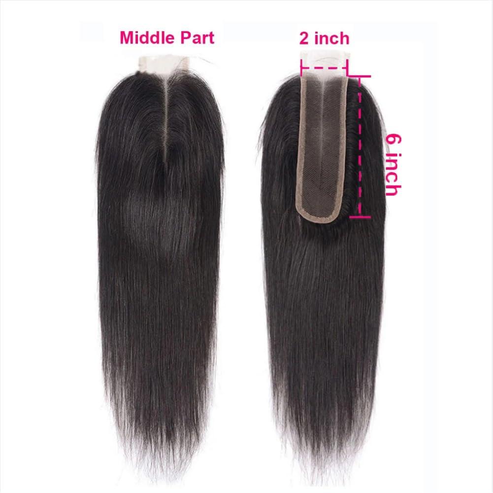 Jinhongze Straight Closure 2x6 Lace Closure Human Hair Middle Part Closure Straight HD Transparent Lace Closure 2x6 Human Hair Kim K Closure 12inch