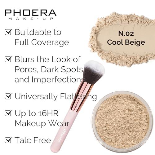 Hilareco Mushroom Head Air Cushion CC Cream Natural Foundation,Phoera Powder, Bright Makeup Base Long Lasting with Makeup Sponge and Flat Top Kabuki Foundation Brush (#03 Warm Nude)