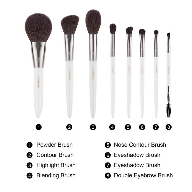 JMKJMJP JMKJMJP 8PCS Pearl White Makeup Brushes Set Beauty Foundation Powder Eyeshadow Make Up Brush with Brush Holder(8pcs,D)