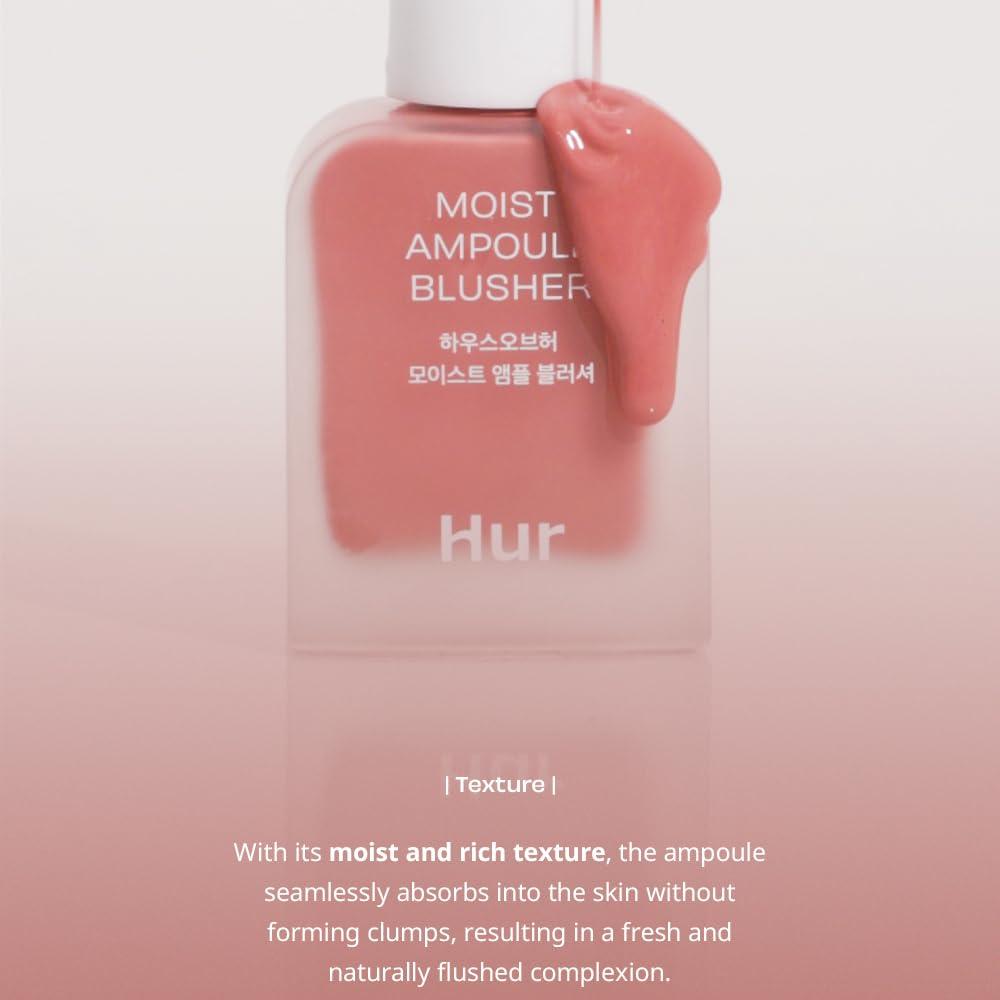 House of Hur House of Hur Moist Ampoule Blusher, Buildable Water-based Formula, Infused with over 50% moisture essence, no tackiness, long-lasting moisture, weightless feel (05 Peach Coral, 20ml)