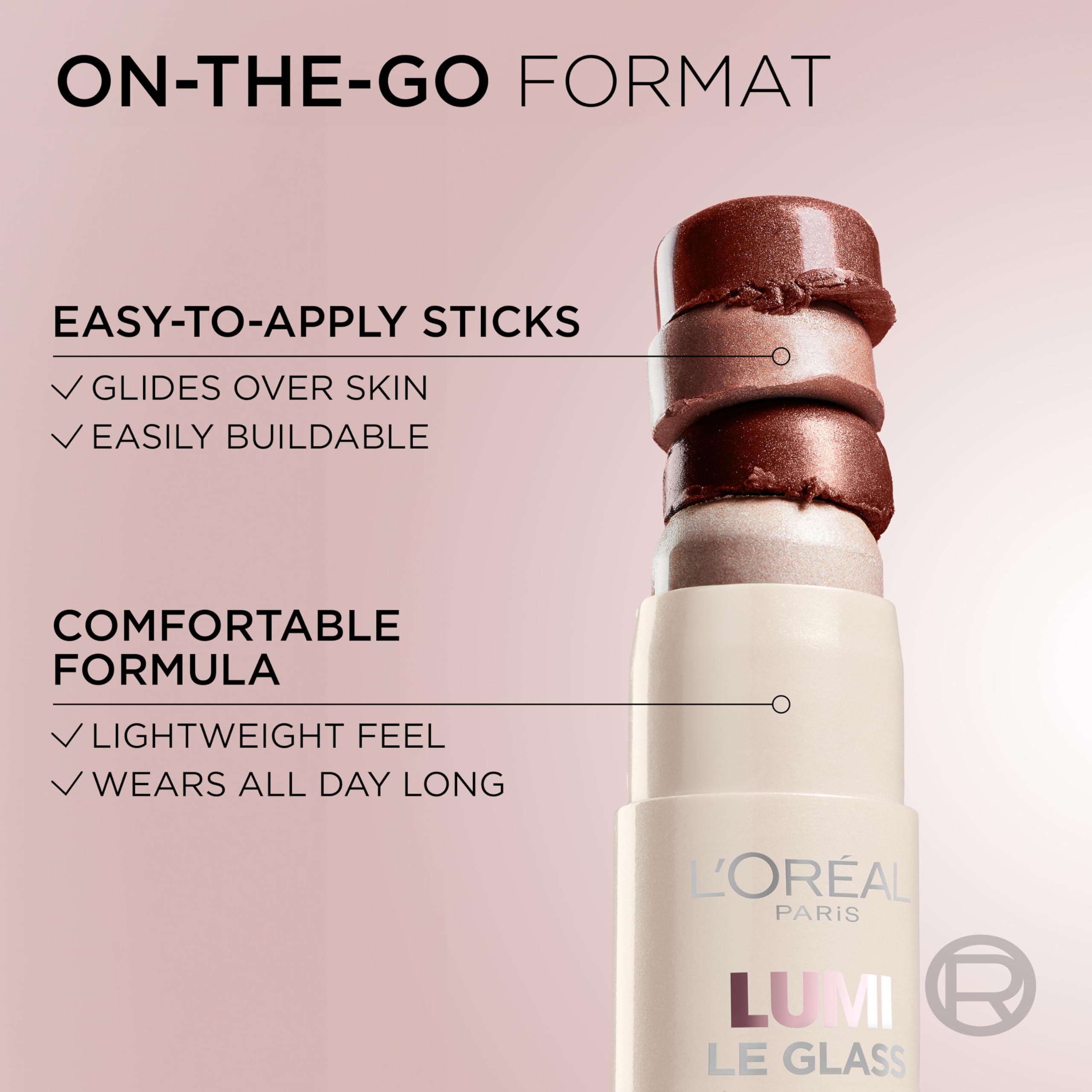 LOral Paris L\'Oreal Paris True Match Lumi Le Glass Highlighter Stick, Reflective, Translucent, Glassy Highlighter for Face and Body, 625 Sunset Amour, 0.25 Oz