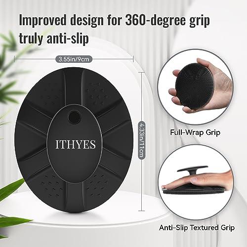 Ithyes Ithyes Silicone Body Scrubber Exfoliating Body Brush for Men Women Lathers Well Easy to Clean More Hygienic Than Loofah Shower Scrubber Face Scrubber for Sensitive Skin 1 Pack (Black)