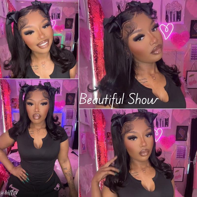 Ali Pearl Alipearl Hair Pre Styled Straight Wig 13x4 Glueless Ready to Go Lace Frontal Wig Human Hair Wigs Pre cut Pre Plucked Pre Bleached Beginners Glueless Wig 180% Density 16 Inch