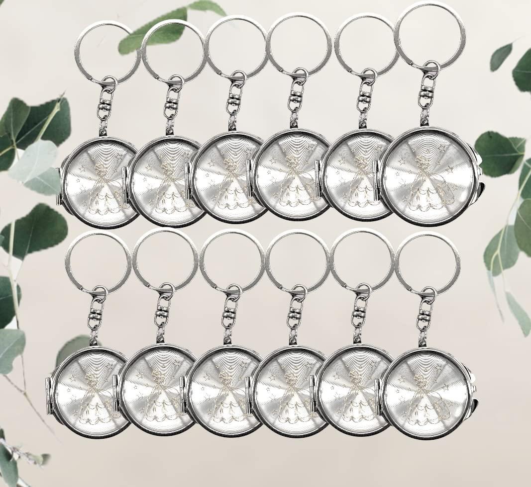 YRP YRP 12X Quinceanera Gold Compact Mirror Keychain Recuerdos de Sweet 15 Princess Party Favor