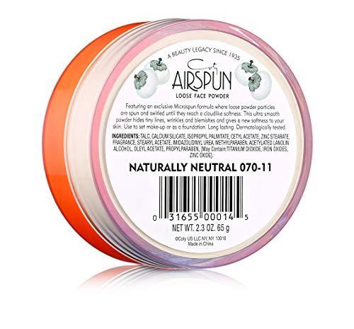 Airspun Coty AIRSPUN Face Powder, Naturally Neutral, 2.3 Oz, Natural Tone Loose Face Powder, for Setting Makeup or Foundation, Lightweight, Long Lasting, Pack of 1