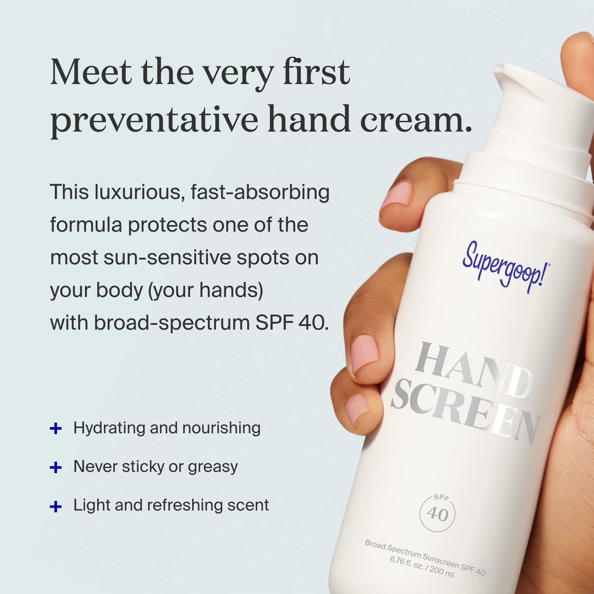 Supergoop! Supergoop! Handscreen SPF 40 - Pack of 2, 6.76 fl oz - Preventative Hand Cream for Dry Cracked Hands - Fast-Absorbing, Non-Greasy Formula - With Sea Buckthorn, Antioxidants & Natural Oils