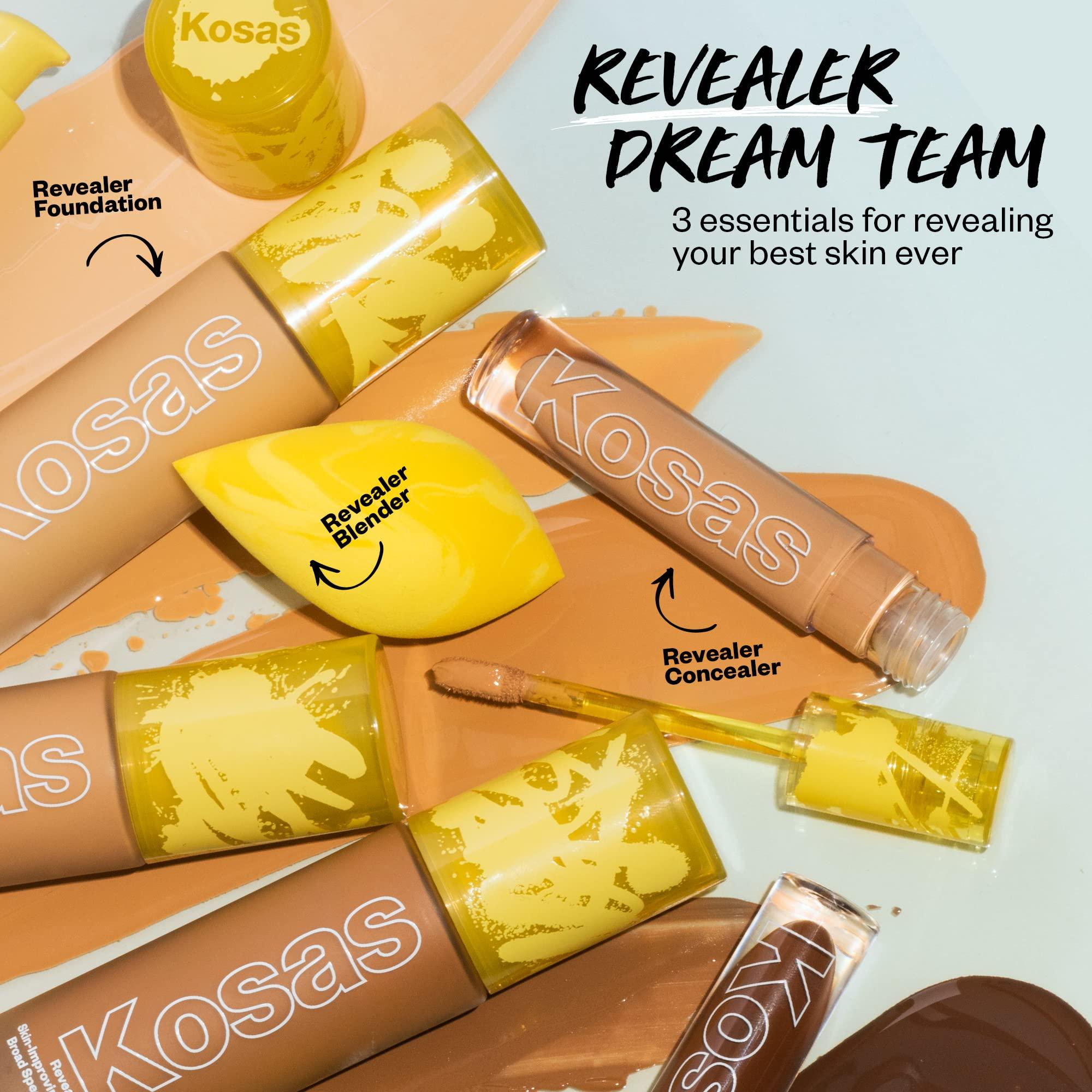Kosas Kosas Revealer Skin-Improving Foundation with SPF 25 Protection - Hydrate, Brighten, Soothe, Plump, Protect Skin - Smoothing Texture, Natural Finish and Clean Formula - Deep Neutral Warm 410