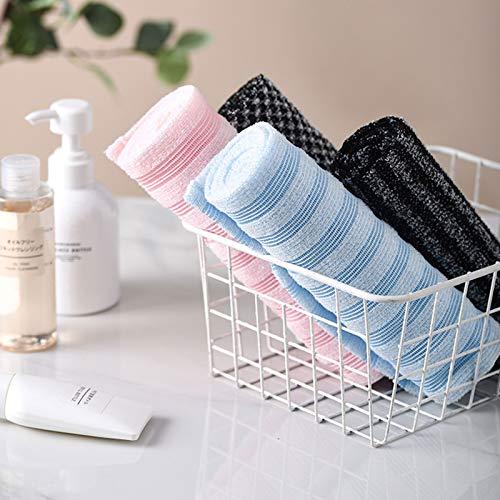 Nutteri Exfoliating Back Scrubber for Shower, Body Back Scrubber Towel For Shower, Bath Wash Cloth Back Washer Deep Clean & Invigorate Your Skin (Black-stripe)