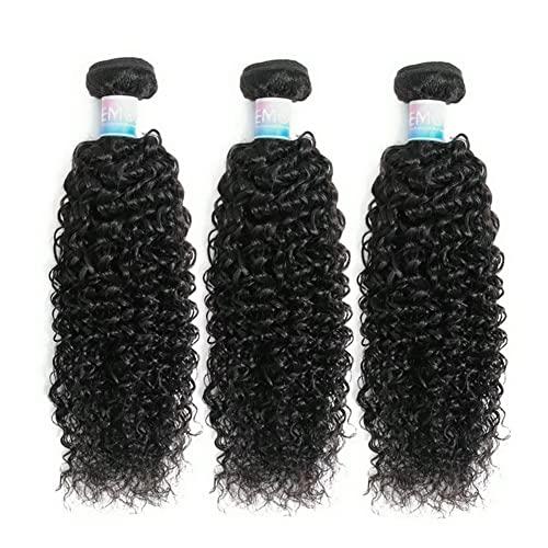 EMOL Kinky Curly Human Hair Bundles Thick Curly Weave Bundles Virgin Hair Bundles Full Head Hair Natural Black Color Hair Bundles Can Be Dyed 3 Bundles Total 300g 18 18 18 Inch