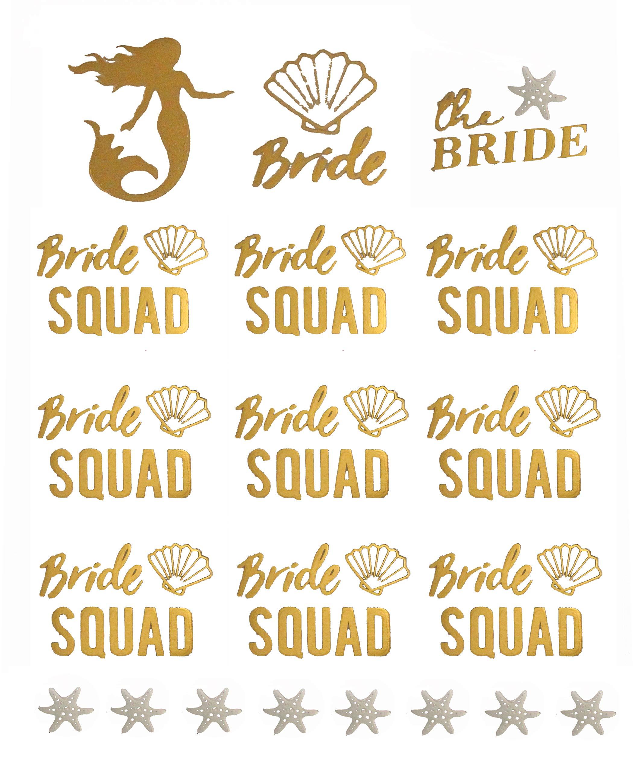 Bachelorettesy Bachelorettesy Wedding Temporary Tattoos 6 Sheets Bride Bachelorette Stickers 100+ Metallic Gold Tattoos for Bridal Party, Bachelorette Trip, Bridal Shower Party Decorations, Party Favors (Jewel)