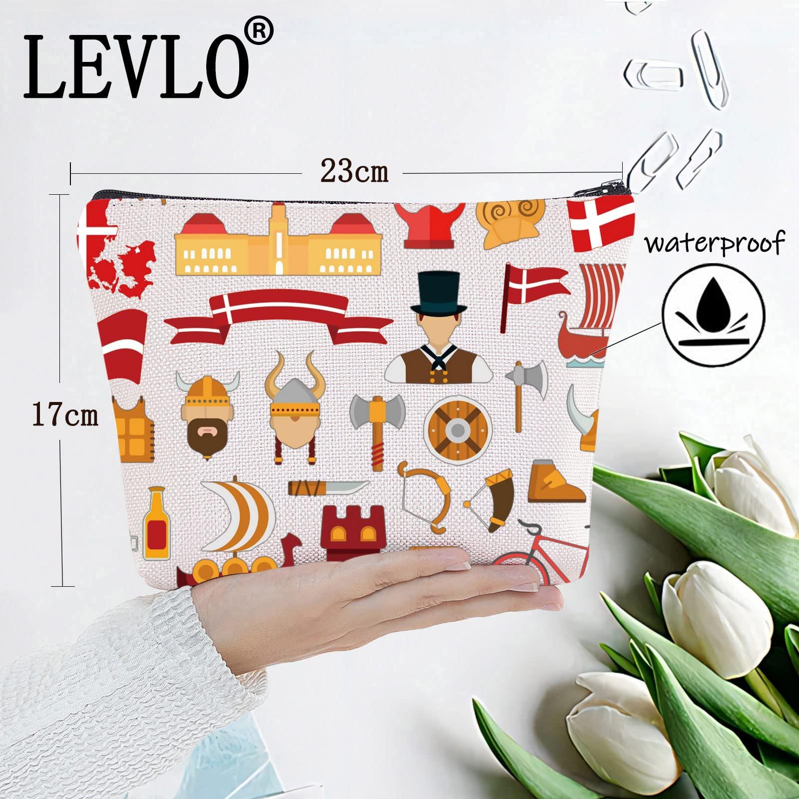 LEVLO LEVLO Denmark Travel Culture Gift Danish Theme Travel Pouch Bag Europe Denmark Landmarks Gift Denmark Souvenir Gift (Denmark)