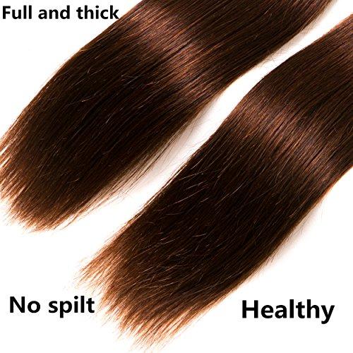Ornate Hair Light Brown Bundles Human Hair Brazilian Straight Hair Virgin Bundles 3 Bundles 100% Unprocessed Human Hair Weave Bundles Extensions 9A Grade Brown Bundles Sew In(10 12 14 Inch, 4# Straight Bundle)