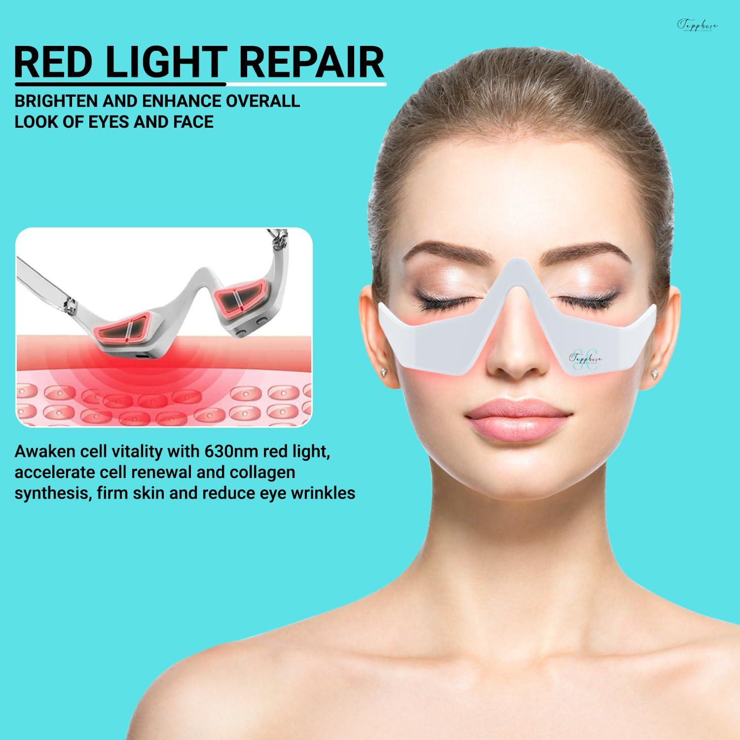 SC Sapphire Gorgeous Skin Collection Skin Care Red Light Therapy Glasses Specifically for Dark Circles and Under Eye Bags - Intense Microcurrent Eye Masks for Dark Circles and Puffiness - Anti Aging Brightening Glasses [1pair]