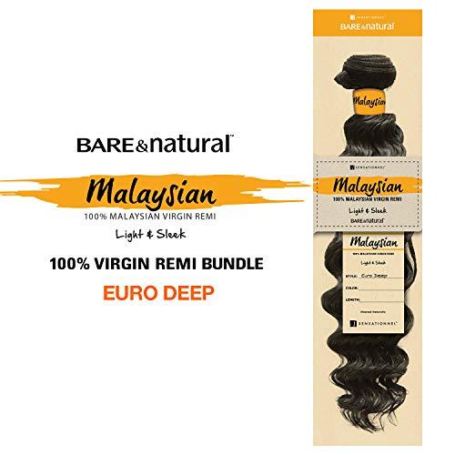 Sensationnel Sensationnel Unprocessed Malaysian Virgin Remy Human Hair Weave Bare & Natural Euro Deep (20", NATURAL BLACK)