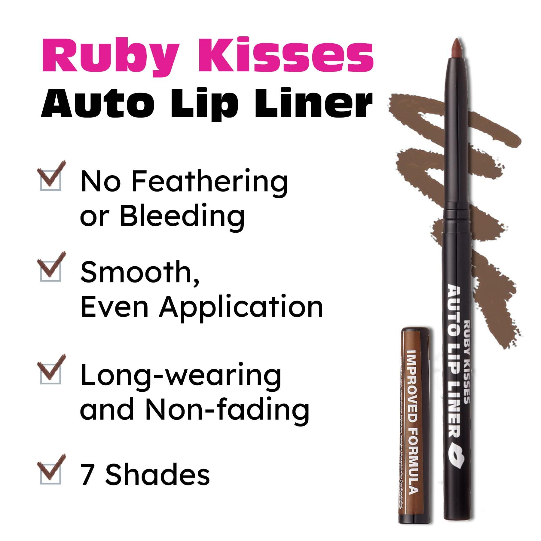 Ruby Kisses Ruby Kisses Auto Lip Liner Pencil, Long Lasting & Non-Fading, Smooth Application, Non-Feathering with Rich Color, No Sharpener Needed, Ideal for Full Lips Look (Cappuccino) (3 PACK)