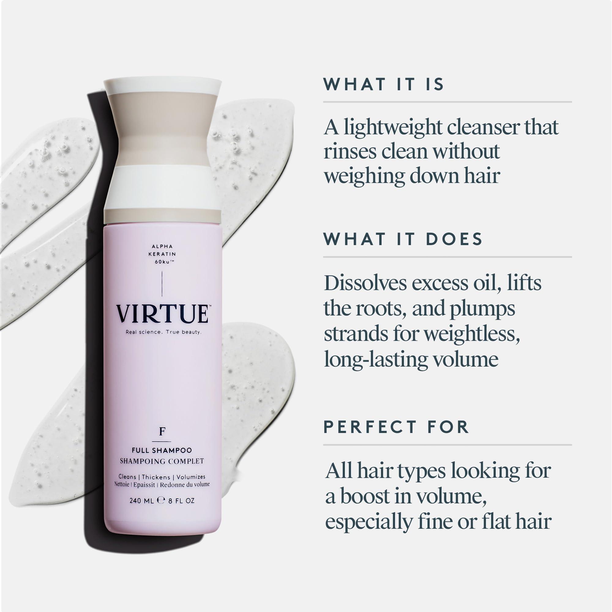 VIRTUE VIRTUE Full Sulfate Free Volumizing Shampoo Thickens Hair, Safe for All Hair Types, Color Safe