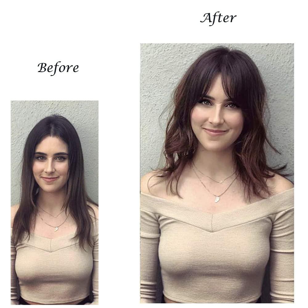 SDZNYQT 14\" Straight Hair Topper with Fringe for Thinning Hair Women Clip in Hairpieces Woman Topper Hair piece Toupee for Hair Loss Covering Grey Hair (27/613, 14INCH/35CM)