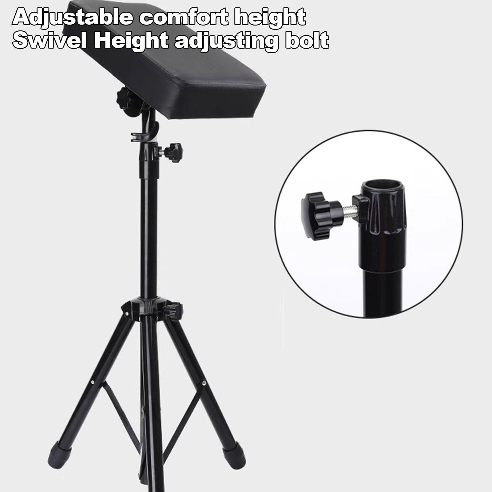 Generic Tattoo Arm Rest Stand Wheels Stainless Steel and Leather Tattoo Hand Holder, Adjustable Tattoo Armrests, with Soft Sponge Pad Portable Tattoo Studio Equipment