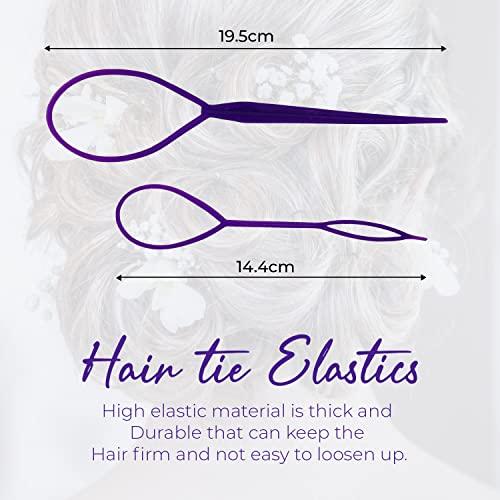 Trimming Shop Trimming Shop 4pcs Hair Braiding Tool, Topsy Tail Ponytail Maker French Braid Loop Tool, Hair Styling Accessory for Girls and Women, Durable Ponytail Holder, Purple