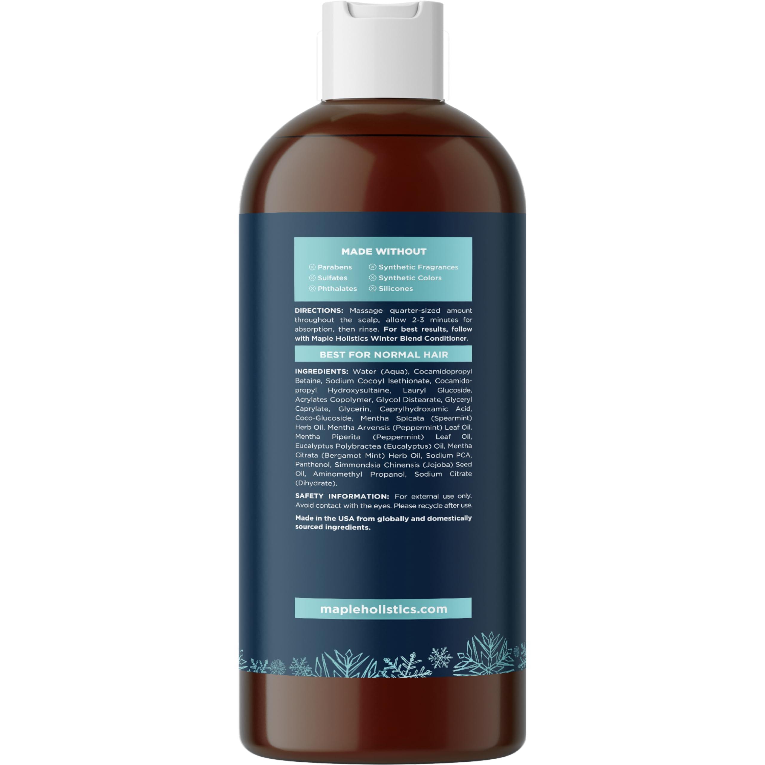 Maple Holistics Sulfate Free Hard Water Shampoo - Deep Clarifying Shampoo for Build Up of Product and Minerals with Five Cleansing Mint Essential Oils for Replenishing Hydration and Hair Shine - Vegan & Cruelty Free