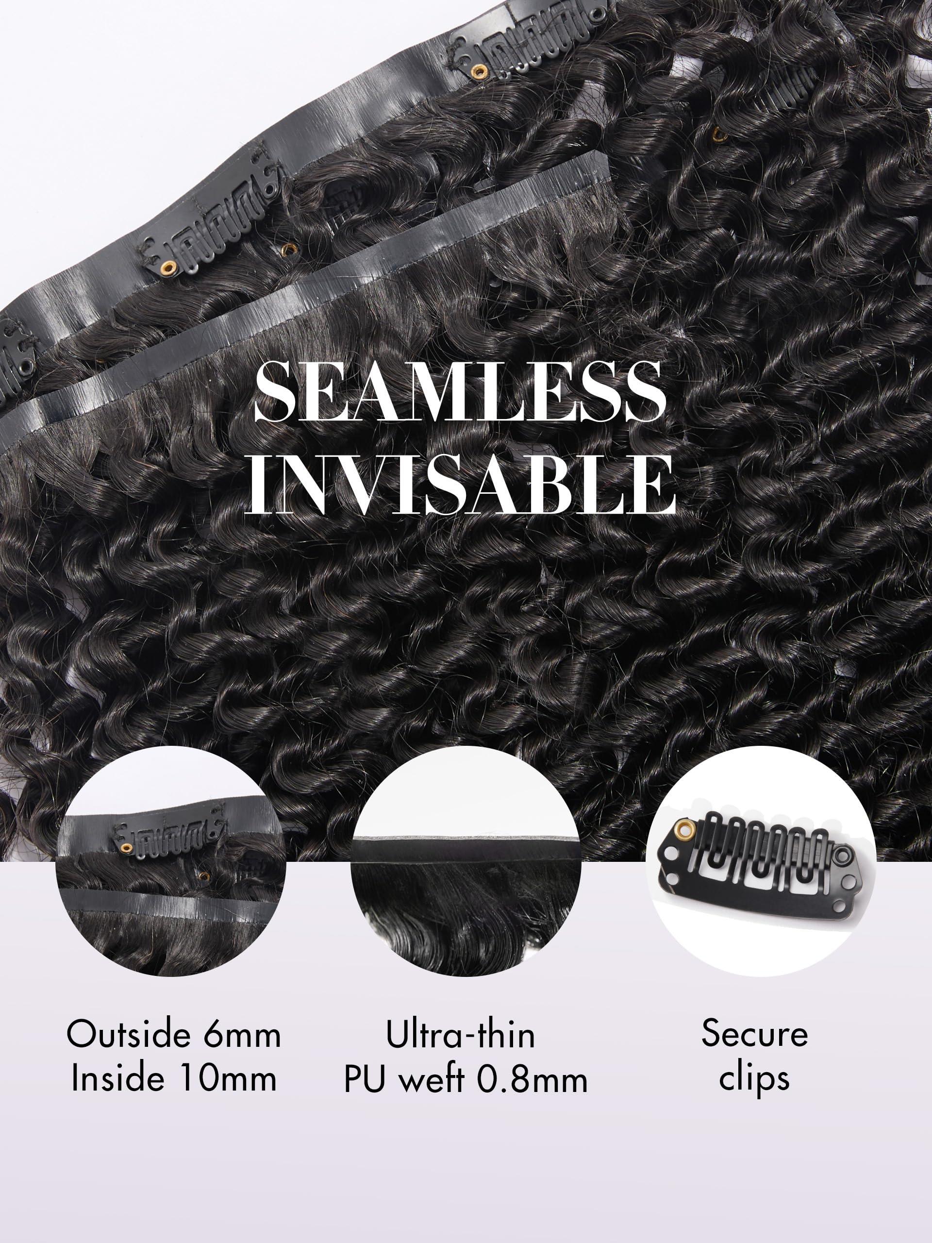 LUVME LUVME Curly Clip in Hair Extensions 24 Inch 135g 7pcs Seamless Clip in Hair Extensions Human Hair Kinky Curly Clip Ins for Women