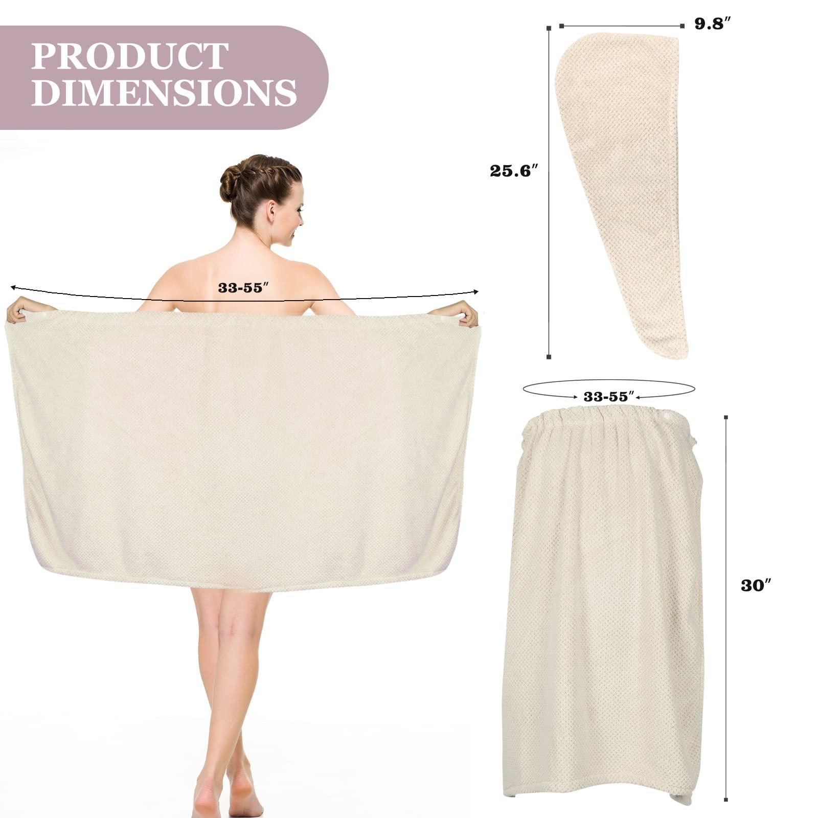 TOCOHO TOCOHO Women Microfiber Bath Wrap Towel and Hair Drying Towel - Adjustable Soft Body Wraps Dress with Hair Towel, Super Absorbent to Quick Drying Hair and Body (Khaki)