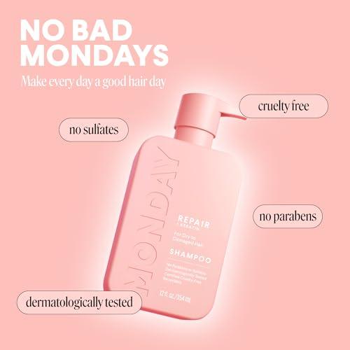 MONDAY HAIRCARE MONDAY HAIRCARE Repair Shampoo 12oz for Dry to Damaged Hair, Made with Keratin, Coconut Oil, Shea Butter and Vitamin E (350ml)