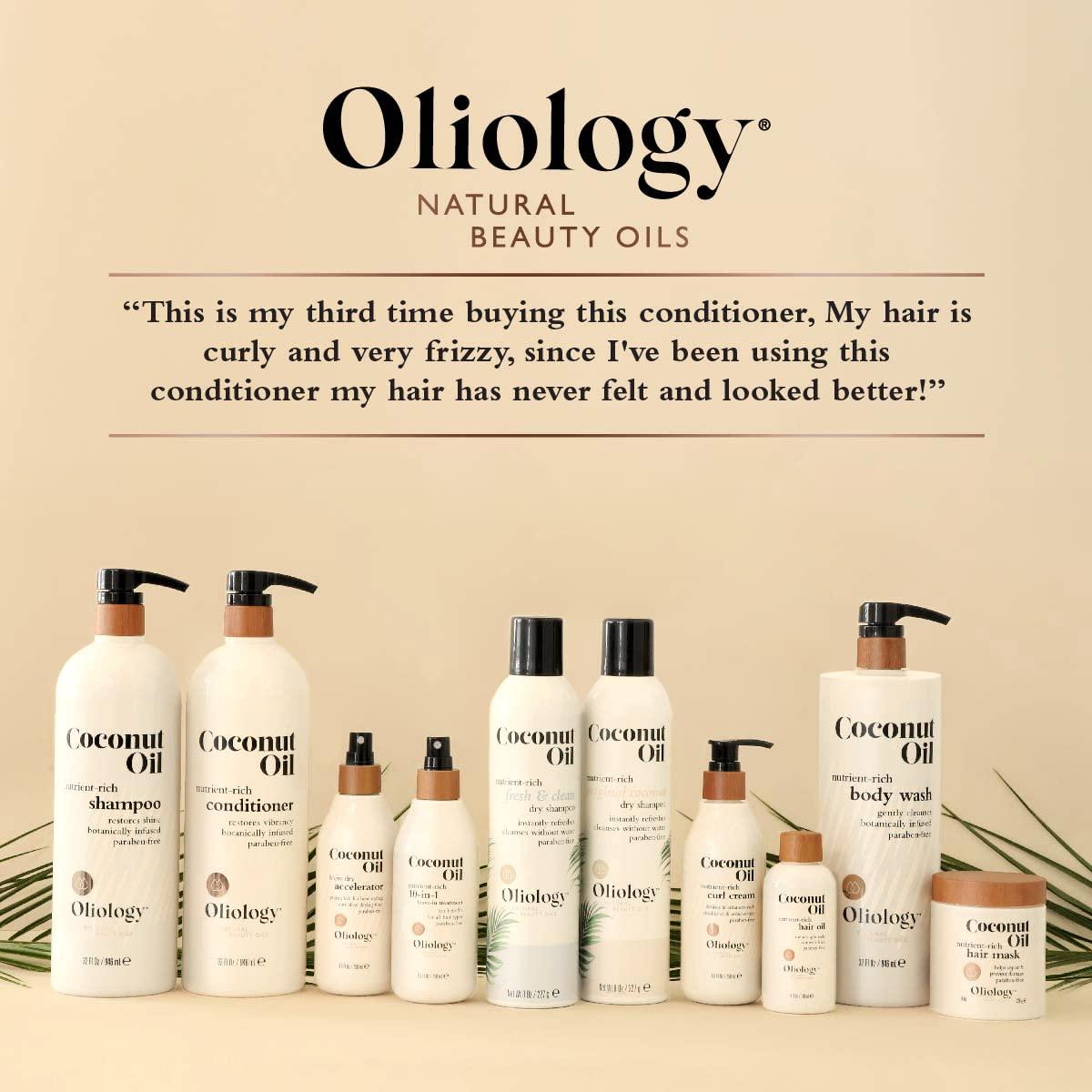 Oliology Oliology Nutrient Rich Coconut Oil Shampoo & Conditioner Combo Pack - Helps Restore Damaged Hair | Provides Intense Shine | Moisturizing | Made in USA, Cruelty Free & Paraben Free (32oz)