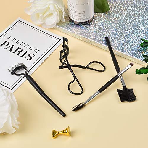 EBANKU Eyelash Comb Brush Tools EBANKU 4pcs Eyebrow Brush Comb Eyelashes Curler Lash Separator Tool Double Ended Professional Eye Brow Spoolie Brushes for Makeup Grooming (Black)