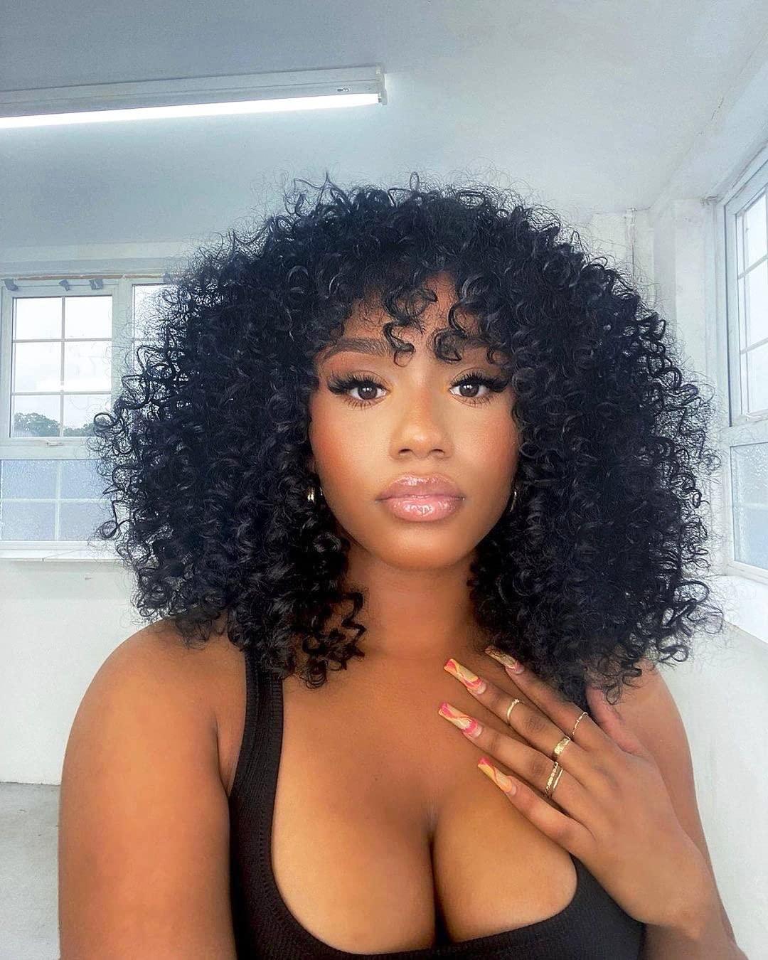 LANMINGO 50 Strands 1# Jet Black Micro Ring Link Human Hair Extensions afro CURLY Fusion Stick Micro Loop Kinky Curly remy human Hair extensions for black women