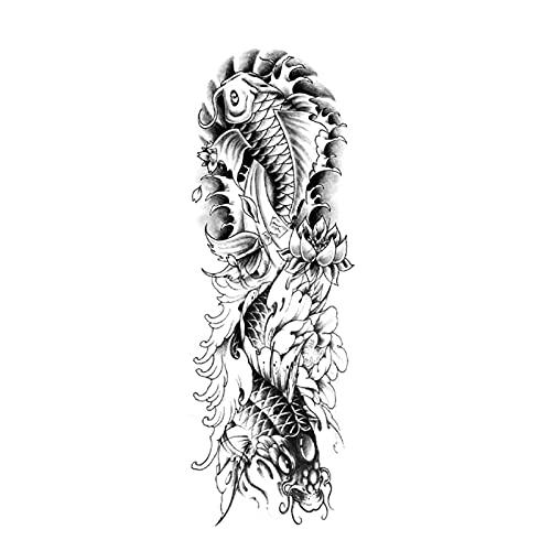KAIKAI KAIKAI Fake Tattoo Tiger for Men Waterproof Temporary Dragon Flower Paper Sticker Totem Geometric Full Arm Large Size Sleeve Tatoo Boys (Color : TQB-95)