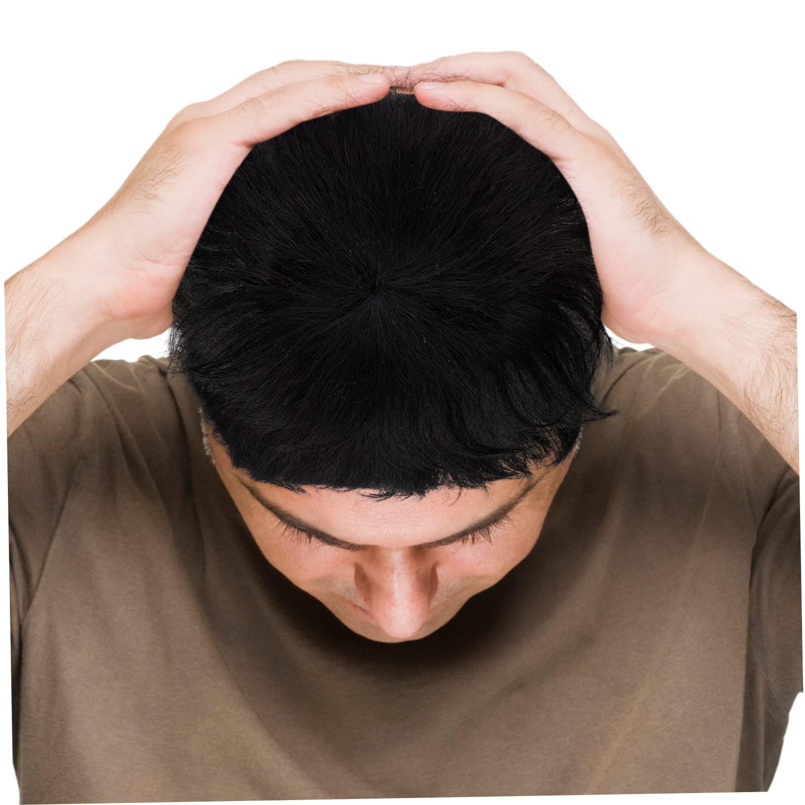 FOYTOKI FOYTOKI Fake Hair Tupe for Men Human Hair Extension Fashionable Bald Replacement Wig Piece