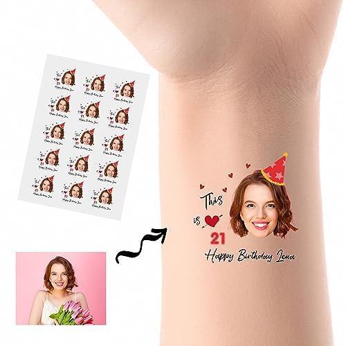 DIYKST Custom Temporary Tattoos with Face Personalized Name Tattoo with Photo Logo Customized Temporary Tattoos Stickers For Women Men for Birthday Party Wedding Bride Groom Decor 15Pcs
