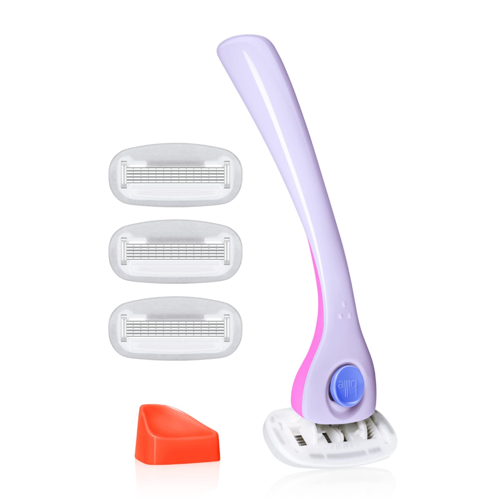 Billie Billie Razors for Women Shave Kit & Body Buffer - Pre-shave Exfoliating Bar - 3.5 oz & Whipped Shave Cream - Lavender & Bergamot Scent - 6.5 fl oz