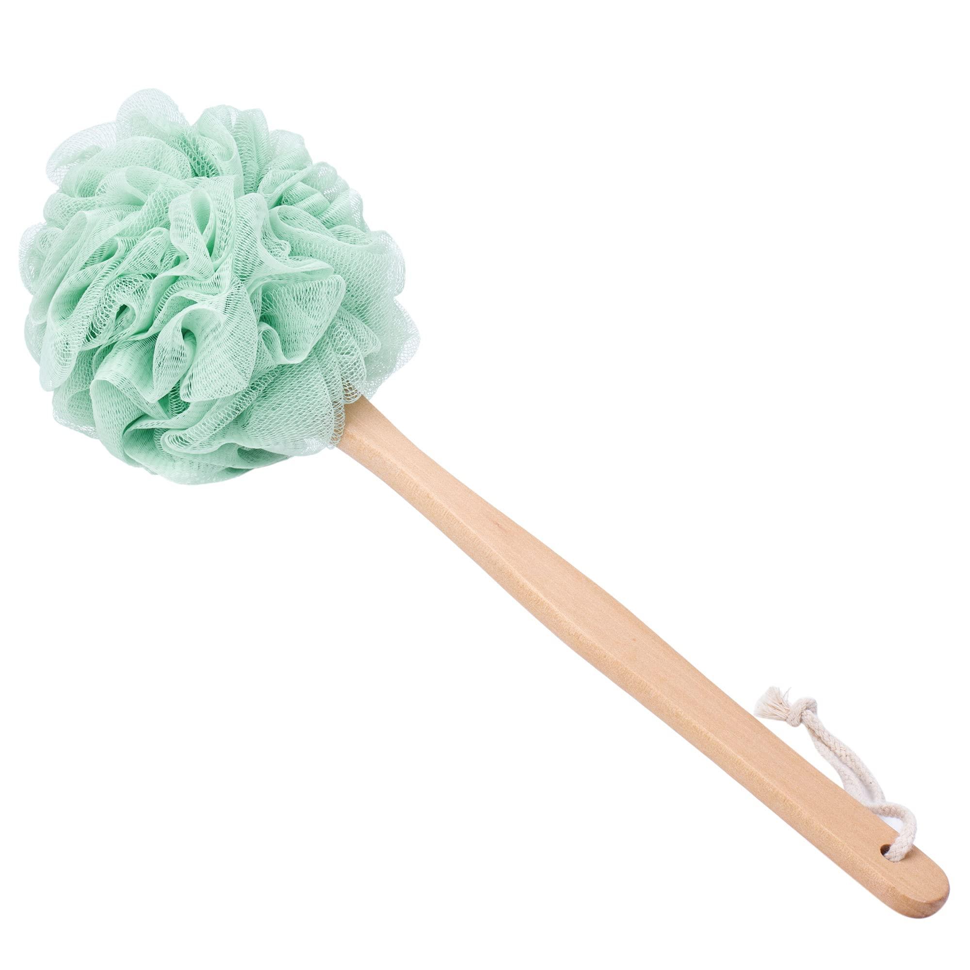 Arswin Arswin Loofah Sponge Back Scrubber, Wooden Long Handle Bath Sponge Lufa Shower Brush, Soft Nylon Mesh Back Cleaner Washer, Men & Women Exfoliating Luffa Pouf on a Stick for Body (Green)