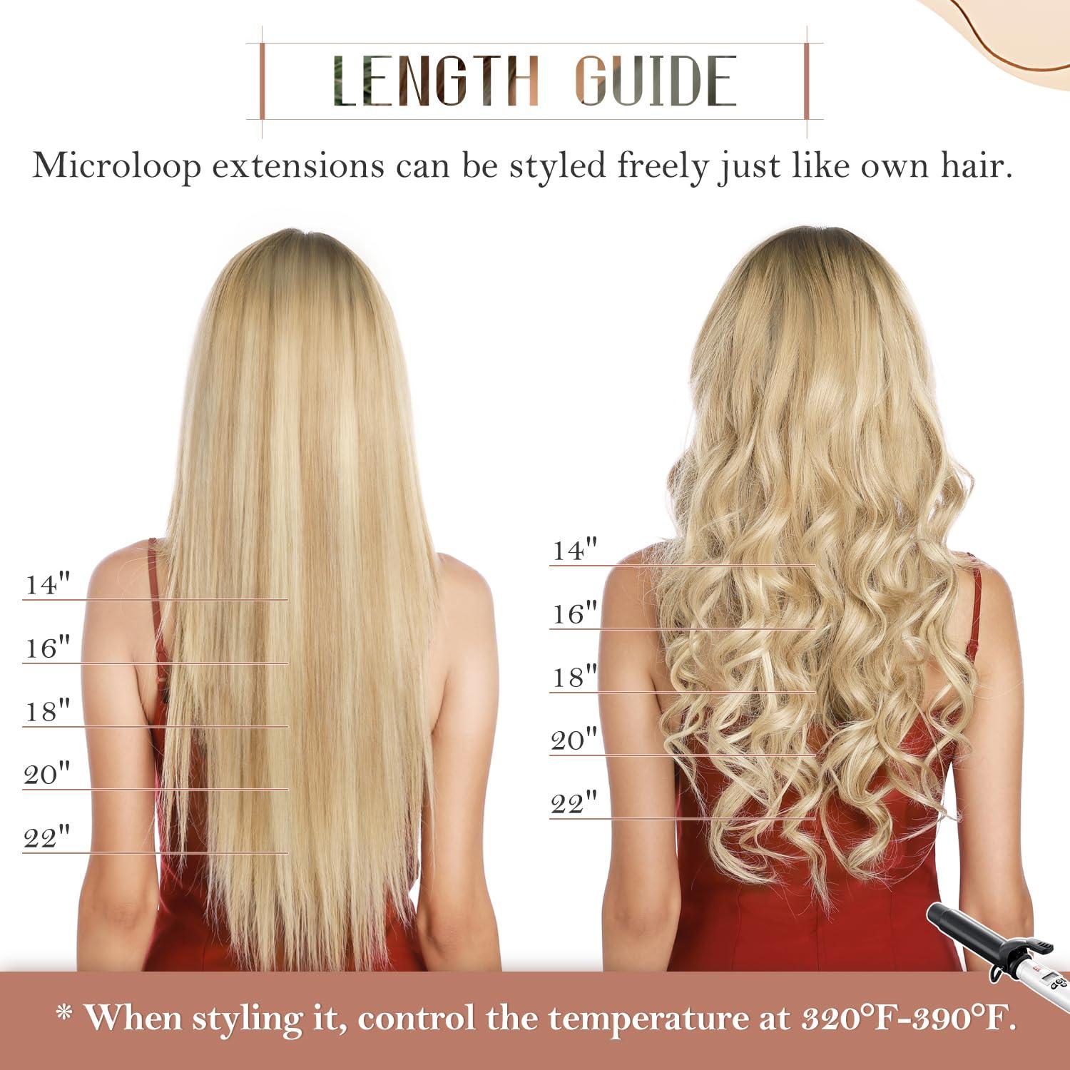 TESSHAIR TESSHAIR 16 Inch Microbead Hair Extensions Human Hair, Micro Ring Hair Extension Beads 100% Real Human Hair for Women, Natural Can be Washed Curled Dyed Permed, 50 Strands 50g #04 Medium Brown