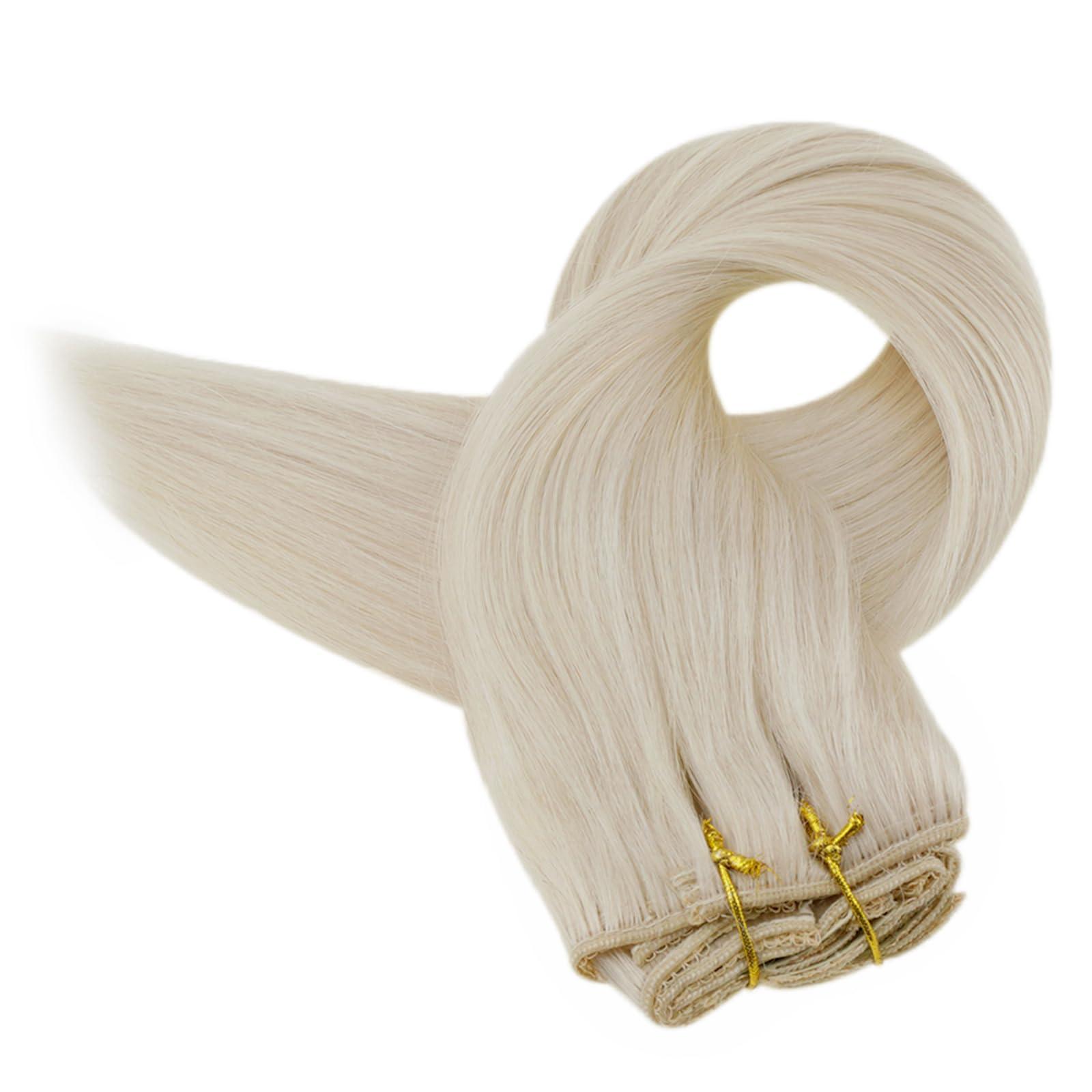 Full Shine Full Shine White Blonde Hair Extensions Clip in Human Hair 10 inch #1000 White Blonde Clip in Hair Extensions Real Human Hair Straight Remy Hair Extensions Full Head 7pcs/100g