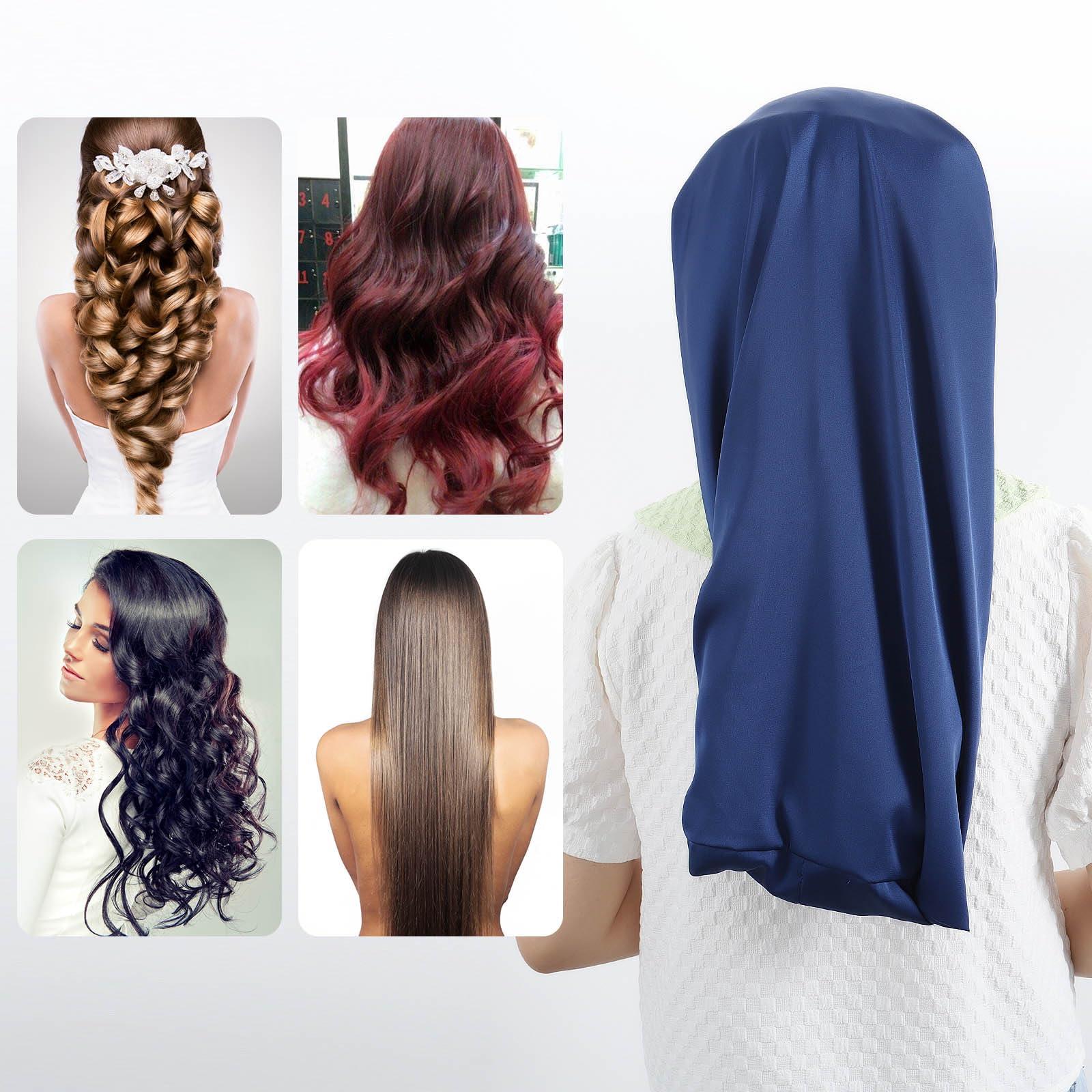 ALASKA BEAR ALASKA BEAR Natural Silk Lined Shower Cap Hair Bonnet for Curly Dry Hair/Medium Length/Semi Thick Hair, Versatile & Adjustable, Unisex(Navy Blue)