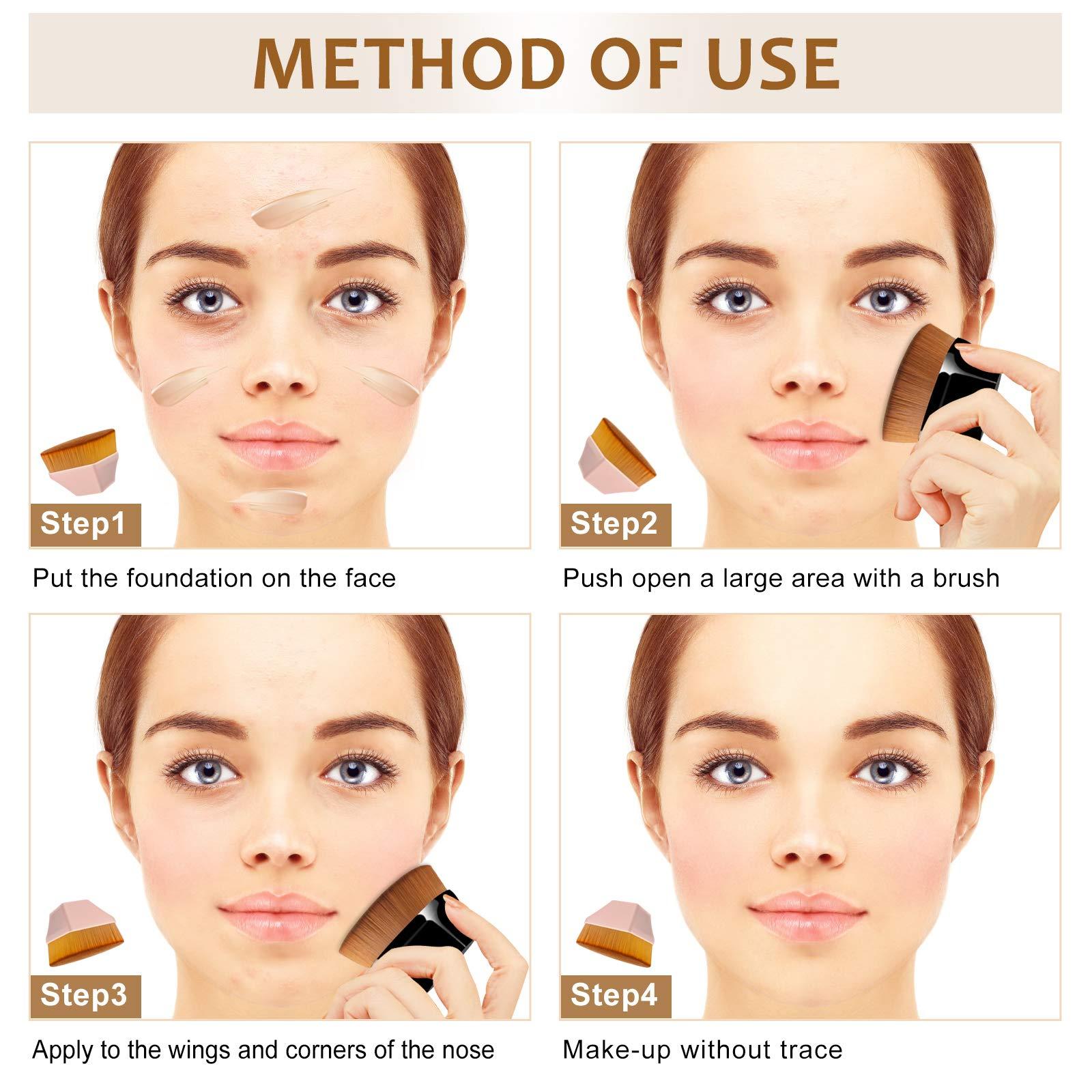 ??? Foundation Makeup Brush, Blush Brushes, Blending Liquid for Flawless Powder Cosmetics with Portable Case (Pink