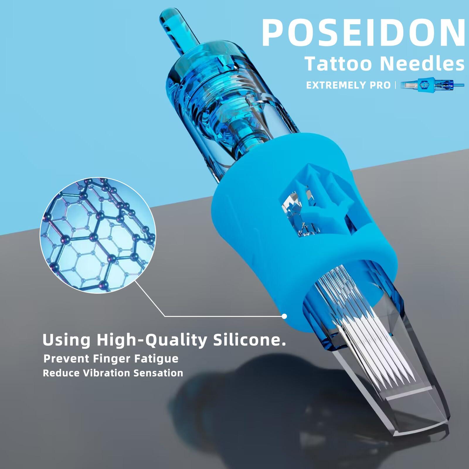 POSEIDON Poseidon 50Pcs Tattoo Cartridge Needles Assorted Mixed Size Round Liner Shader Magnum Curved/Round Mag # 12 Standard 3RL 5RL 7RL 9RL 5RS 7RS 9RS 7RM 9RM 9M1 Disposable Membrane for Tattoo Pen