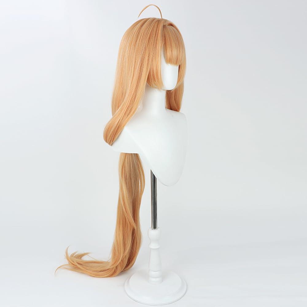 osseoca osseoca Blonde Long hair Curly wig bangs Low ponytail hair tie Full hair cos anime show Simulation wig 135cm 53inch (Susannah)