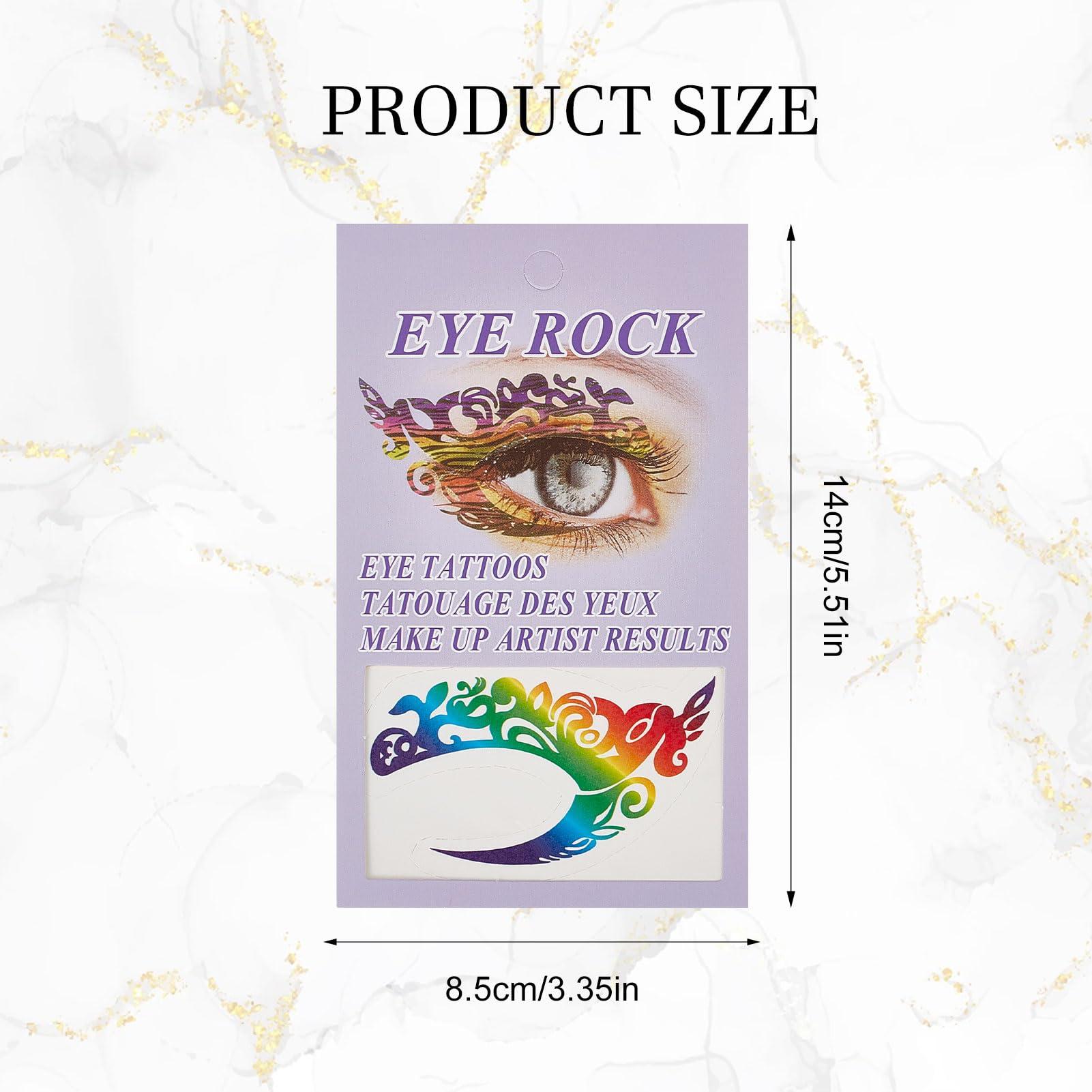 NICENEEDED NICENEEDED 10 PCS Temporary Eye Tattoo Stickers, Masquerade Eyes Makeup Transfer Decals, Waterproof EyeShadow Eyeliner Sticker for Cosplay Party Eyes Decoration