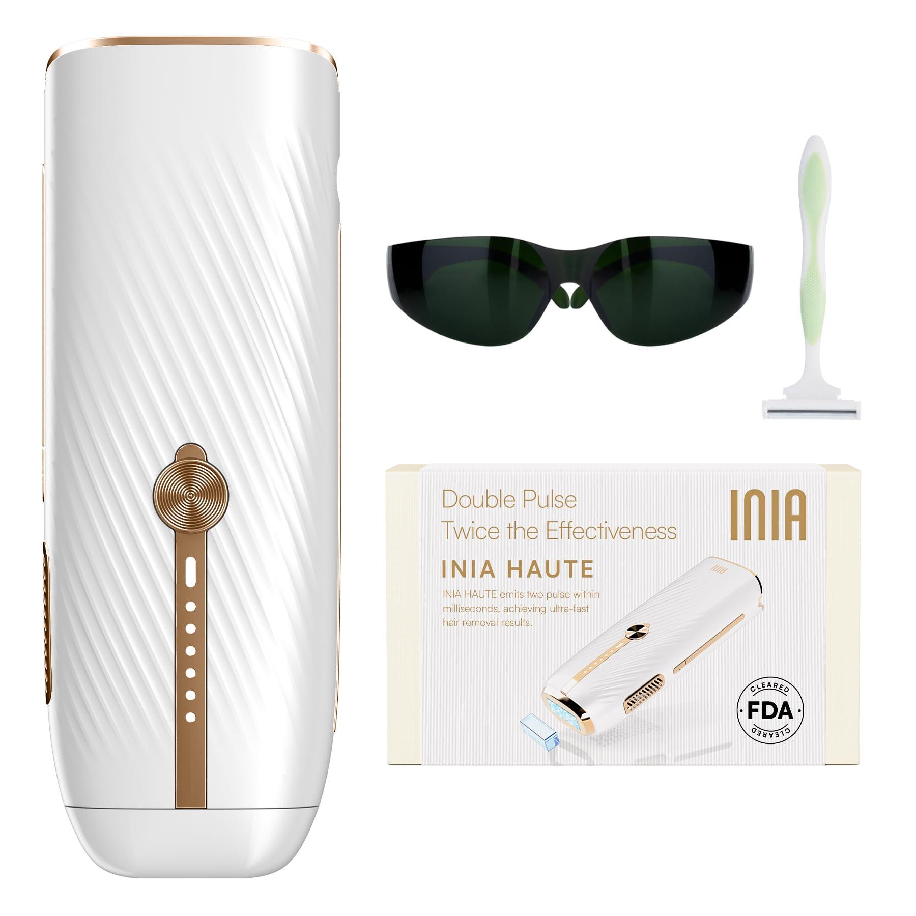 INIA INIA Laser Hair Removal for Women and Men, IPL Hair Removal Device with Sapphire Ice-cooling, Double Effectiveness & 5 Flashes per Second for Long-lasting and Nearly Painless Results