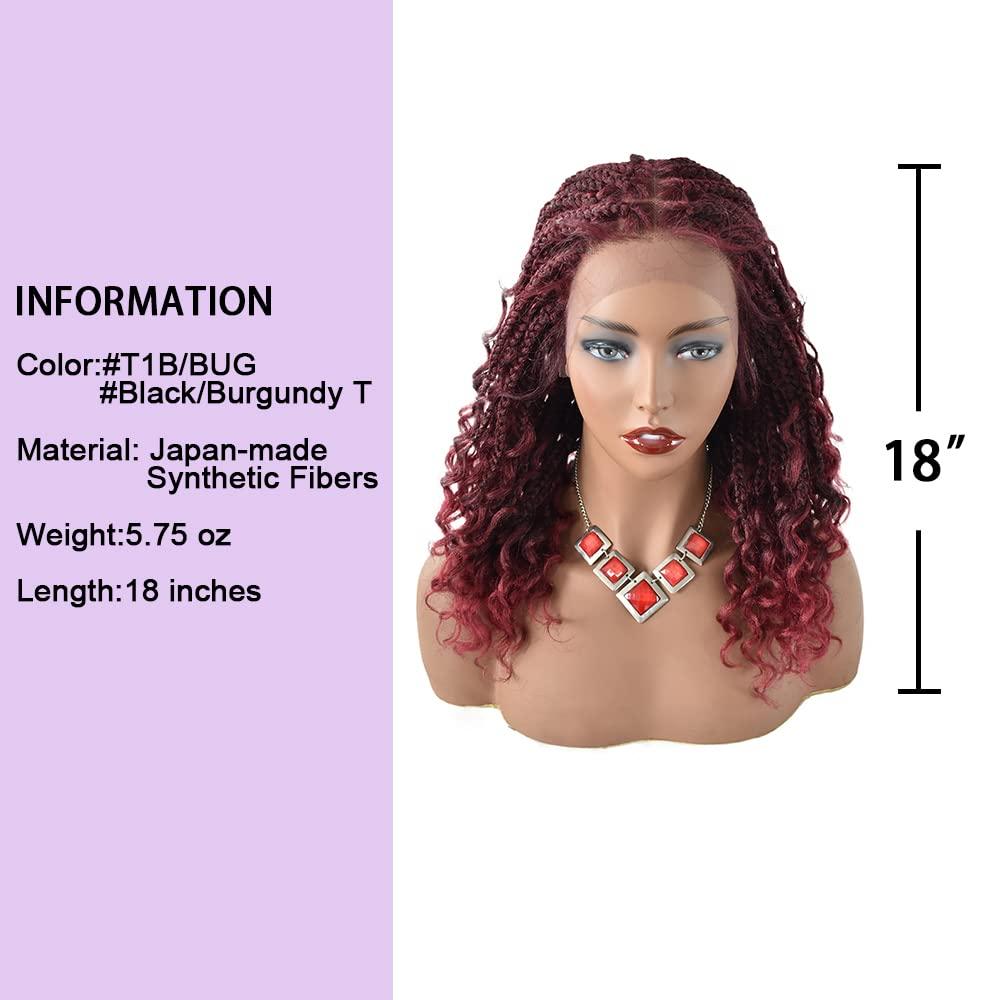 FANCYHAIR 18 Inches 4.75X12.5" Lace Front Braided Wigs with Natural Baby Hair Lightweight Hand Braided wigs for Black Women Curly Wave Ends Synthetic Glueless Cornrow Hair Tribal Braids Wigs (#27/613M Blonde)