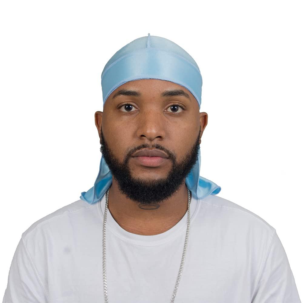 ForceWave ForceWave Silky Durag for Men Wave Cap Satin Dorag for Men Women 360 Wave (SBlue)