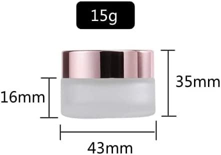 SNOW DIAMOND Clear Frosted Round Glass Jar With Rose Gold Lid, Empty Small Sample Travel Size Cosmetic Containers Pot For Eye gel Face Cream Makeup Beauty Products Oil Salve Ointment (15ml 0.5 oz, 60 Pack)
