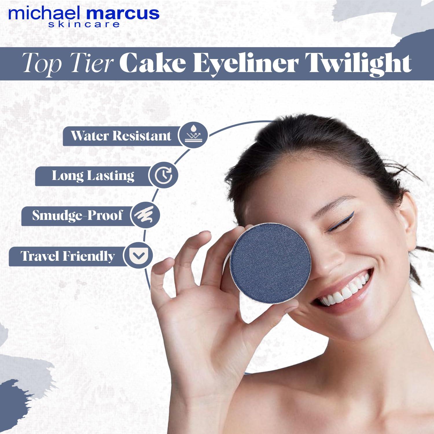 michael marcus michael marcus Makeup Cake Eye Liner (Twilight) - Water Activated Dry Pressed, Long-Lasting, Vibrant Color & Smudge Resistant Eyeliner - Cruelty & Paraben Free - For Beginner & Pro Makeup Artist