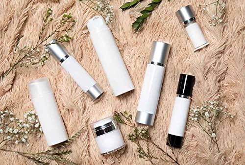 Cosmetic Packaging Now! Cosmetic Packaging Now! Luxe Airless Bottle, Clear Airless Bottles w/ Glossy Black Cap, Multi-Pack Bundle (30 ML, 12 Pack)