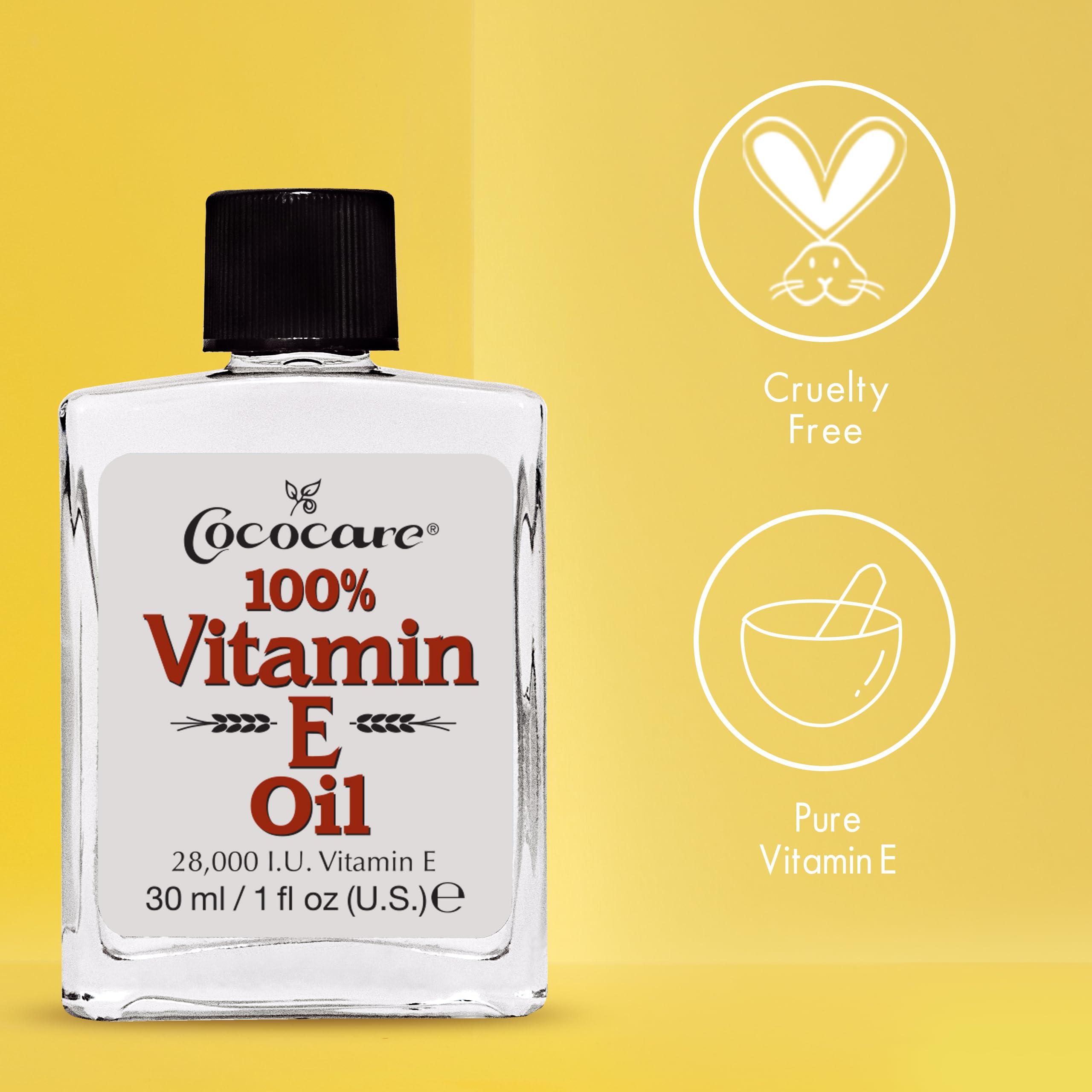 COCOCARE COCOCARE 100% Vitamin E Oil - Maximum Moisture for Dry Skin - 28000 I.U Wrinkle Reduction - 1 Fl Oz
